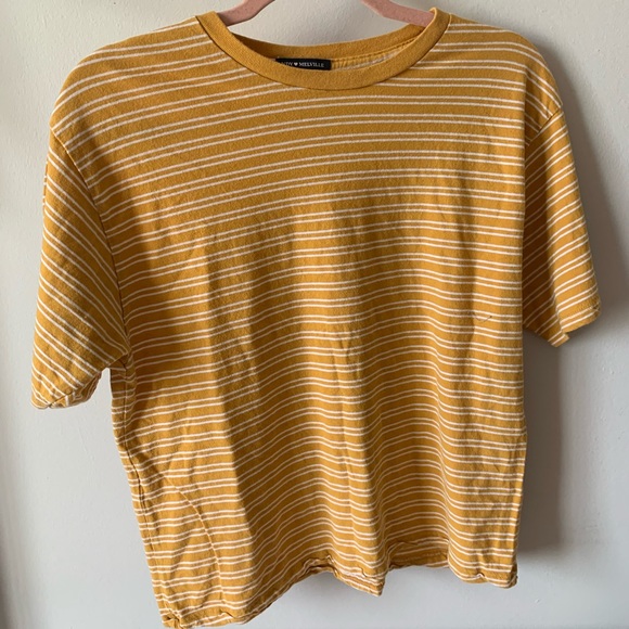 Brandy Melville Tops - Brandy Melville yellow striped t-shirt
